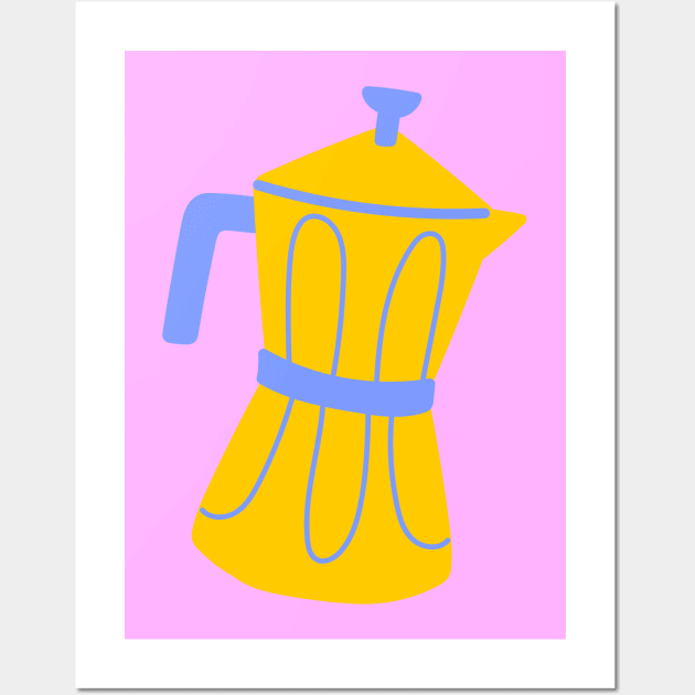 Pastel Moka Pot Coffee Wall Art by OpalEllery